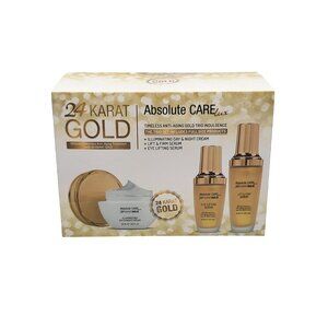 24 Karat Gold Anti-Aging Skincare Trio Set - Illuminating Day & Night Cream Lift